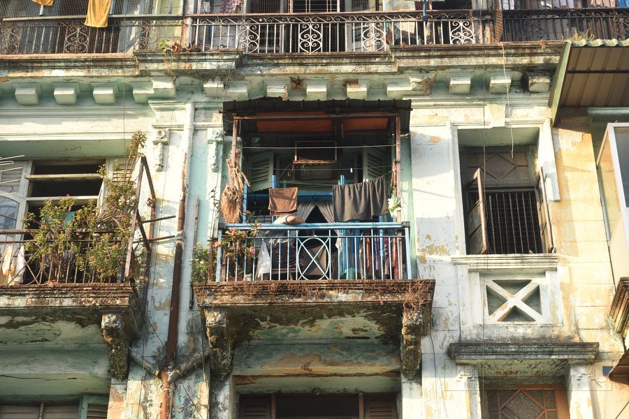 Old british colonial building in Yangon Myanmar 