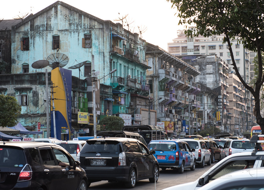 Old british colonial building in Yangon Myanmar 