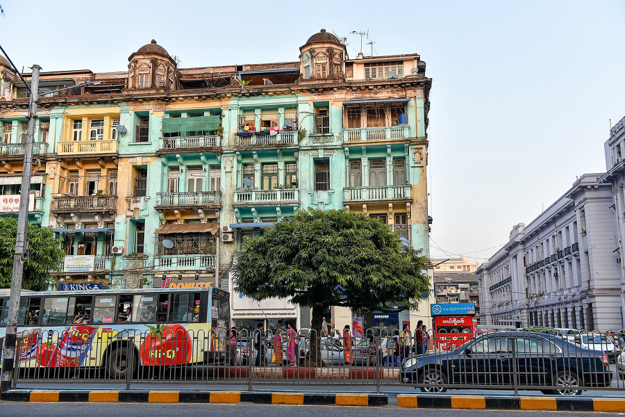 Old british colonial building in Yangon Myanmar