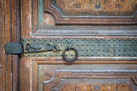old wood door Marrakech Morocco photo
