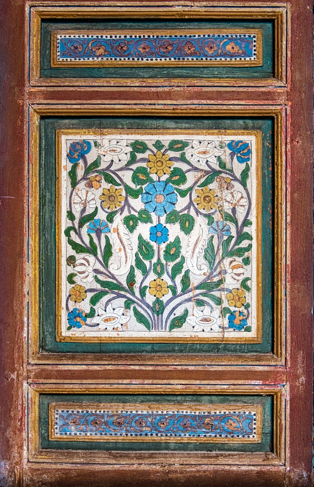 ornately painted flowers onwood panel marrakesh morocco photo 64