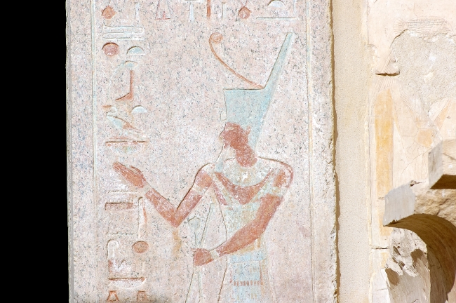 Painted Bas Relief Hieroglyphics Temple Of Queen Hatshepsut Luxor Egypt Photo 