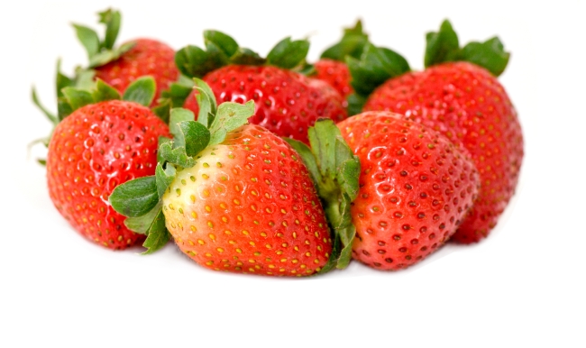 photo image of group strawberries on white background