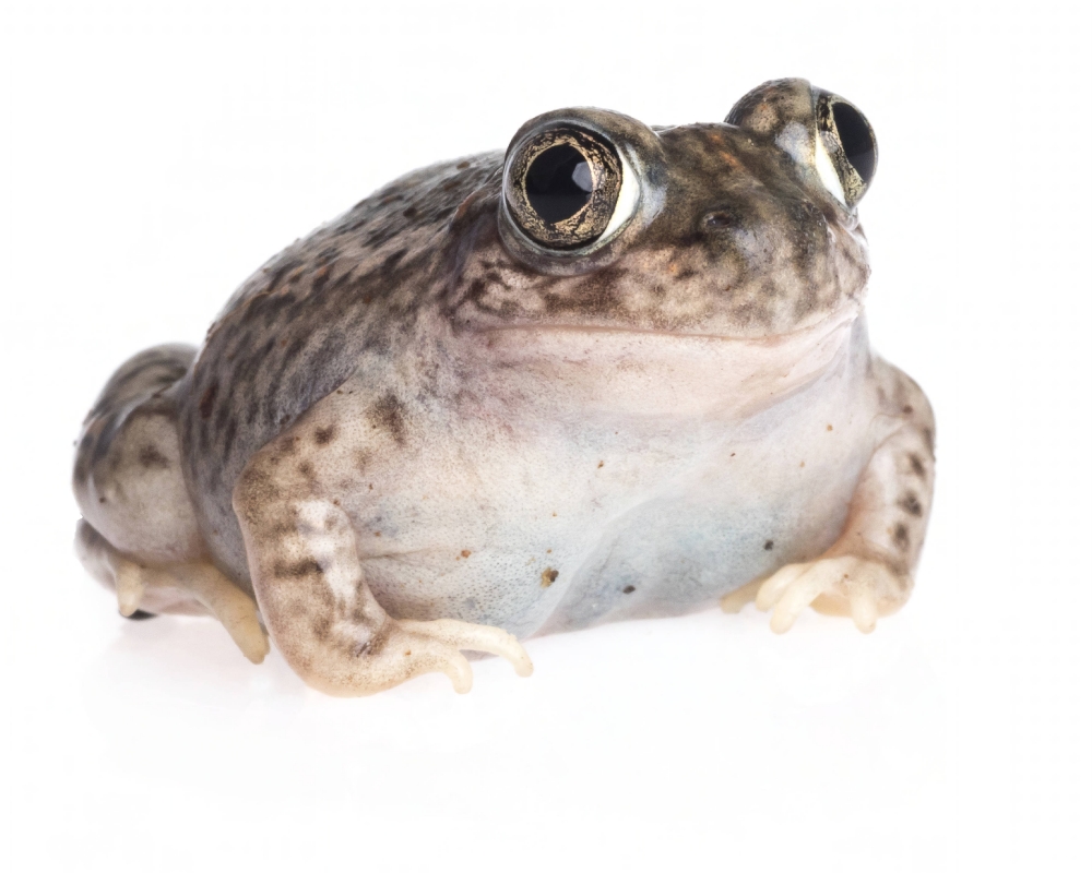 Plains spadefoot toad on white background