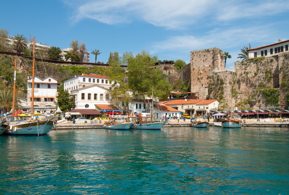 Pleasure boat in the sea near Antalya Turkey