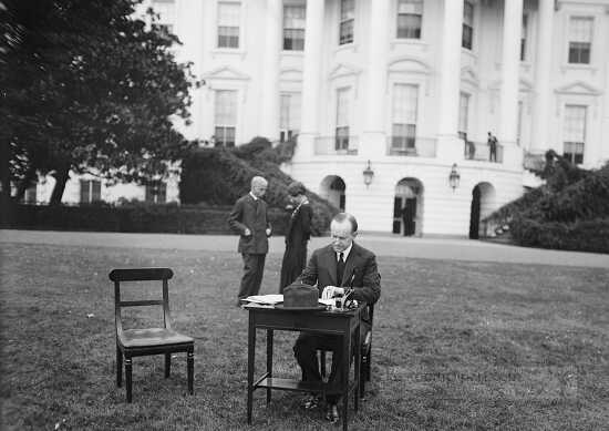 President. Coolidge votes by mail