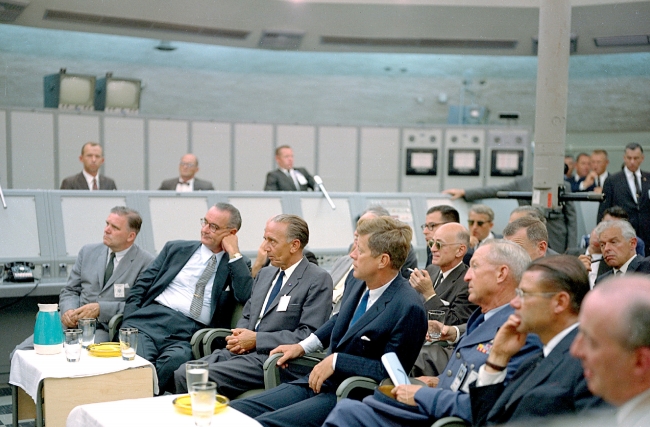 President Kennedy attends briefing at Cape Canaveral