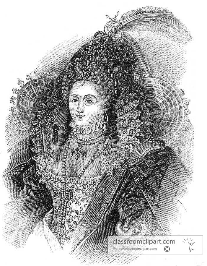 queen elizabeth historical illustration