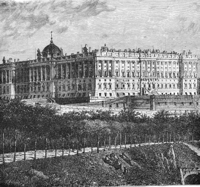 royal palace spain historical engraving 015