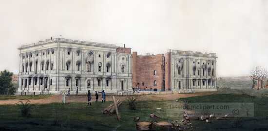 ruins of the us capitol following British attempts to burn