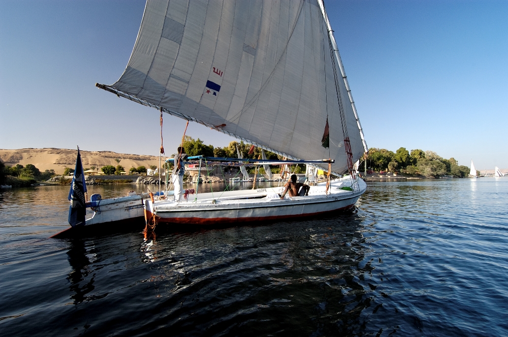 sail boat along nile river egypt