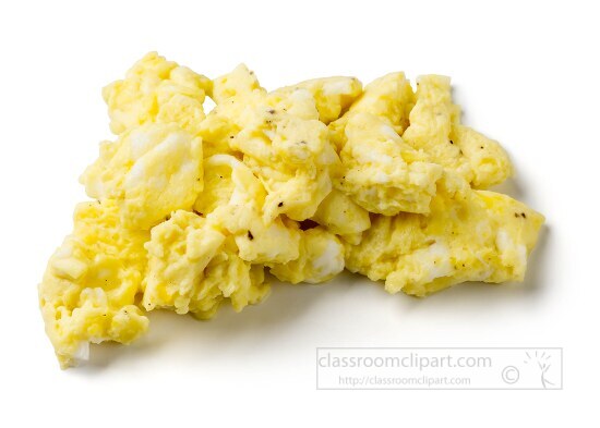 scrambled egg on white background
