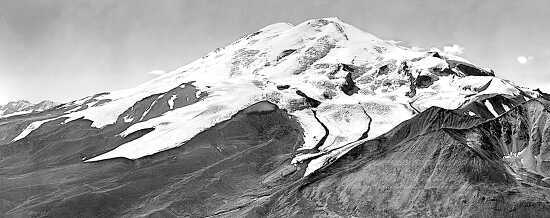 several glaciers in the caucasus moutains russia