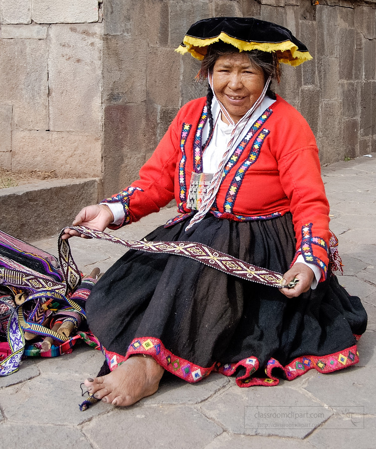 smiling woman sitting and weaving goods