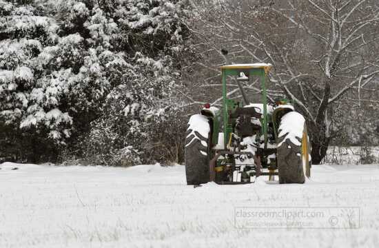 Snow covered tractor