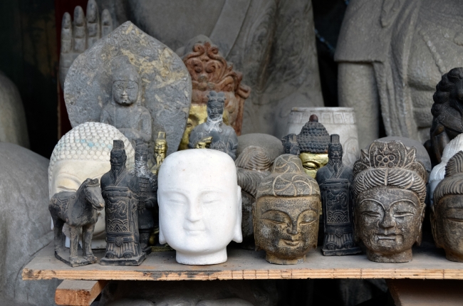 Stone Statues Souvenir Shop Shanghai China Photo Image