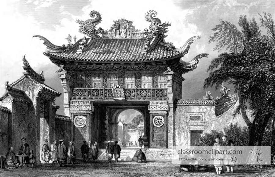 temple confucius China historical illustration 58A