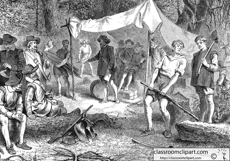 The Settlers at Jamestown Historical Illustration Close Up