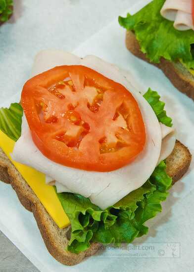 Turkey cheese lettuce tomato sandwiches