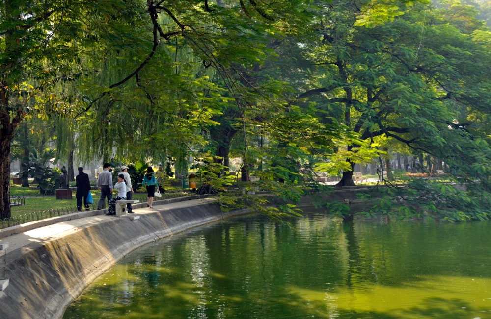 View of Ho Hoan Kiem Lake Hanoi Vietnam