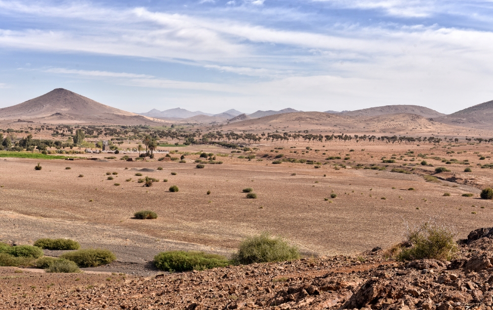 view of moroccan stone desert with palm groves marrakesh photo i