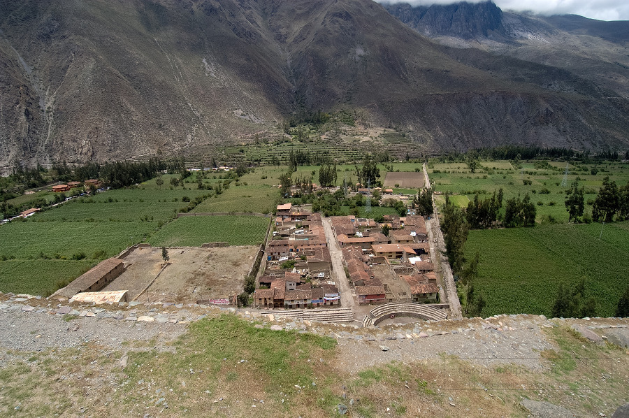 View of valley from Inca Fortress of Ollantaytambo