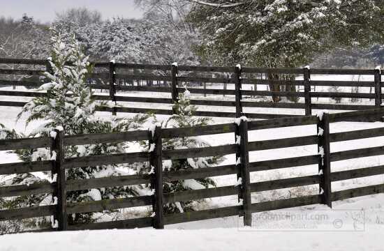 Wood Fence covered with snow