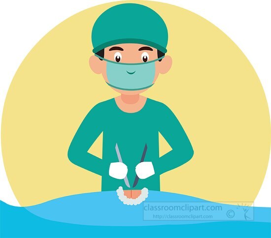 physician surgeon performing surgery clipart