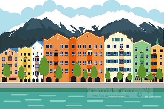 picturesque city innsbruck austria nestled in the Alps clipart