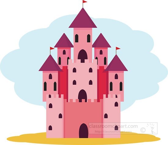 pink castle medieval clipart