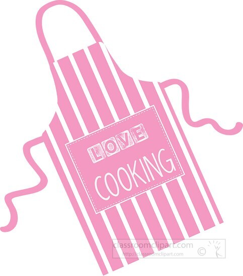 pink striped love cooking apron clipart 70153