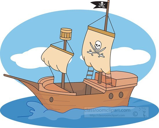 pirate ship at sea clipart