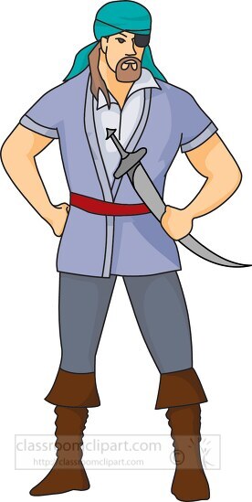 pirate standing wearing head scarf clipart