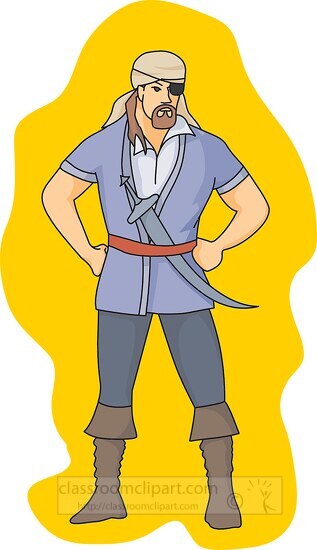 pirate standing with sword clipart