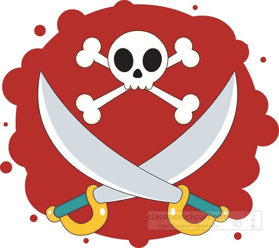 pirate symbol skull sword clipart