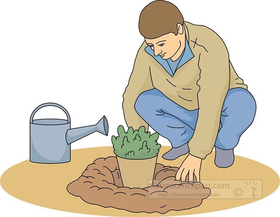 planting a potted plant