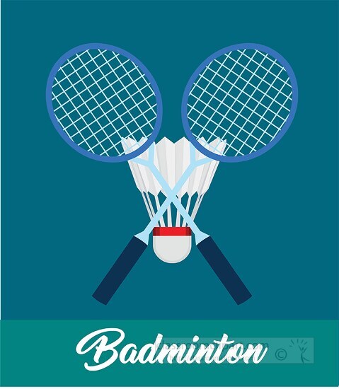 playing badminton poster style with racquet clipart
