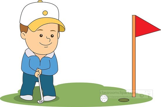 playing golf putting to hole clipart