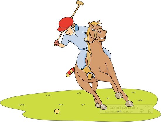 polo player on horse clipart