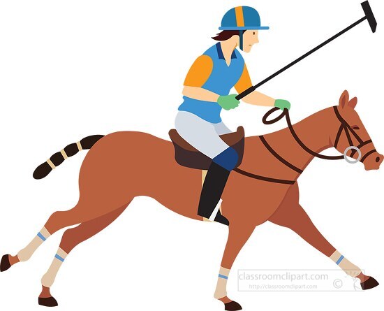 polo player riding fast horse clipart