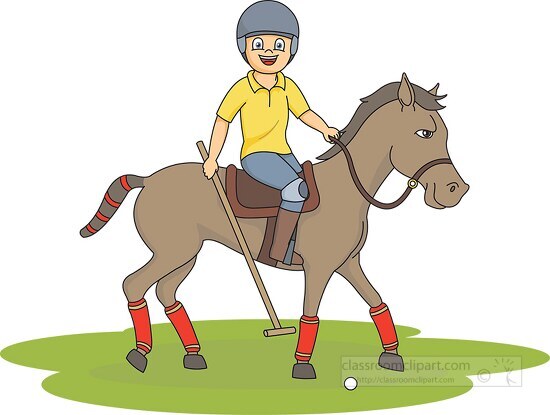 polo player sitting on horse clipart