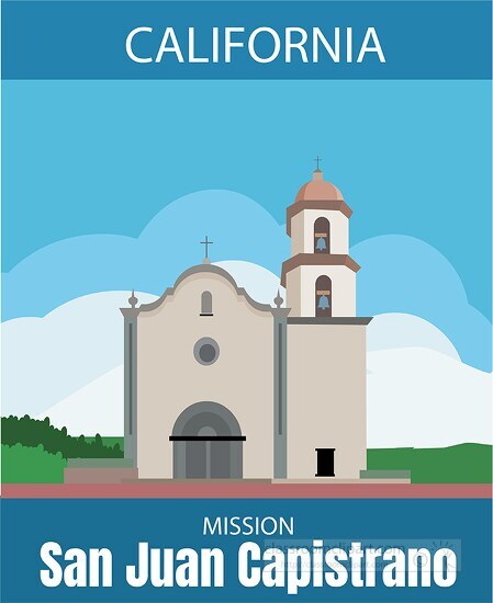 poster california mission san juan capistrano clipart