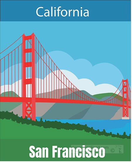 poster california san francisco golden gate bridge clipart
