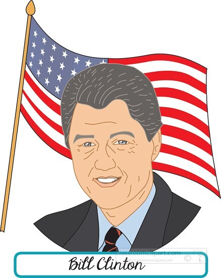 president bill clinton with flag clipart