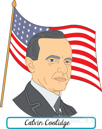 president calvin coolidge with flag clipart
