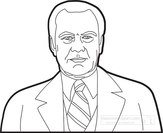 People Outline Clipart-president gerald ford black and white outline ...