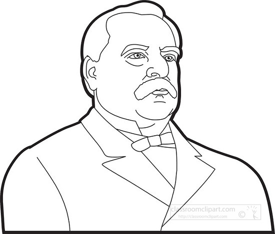 president grover cleveland black outline clipart