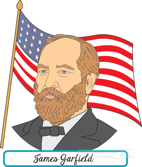 president james garfield with flag clipart