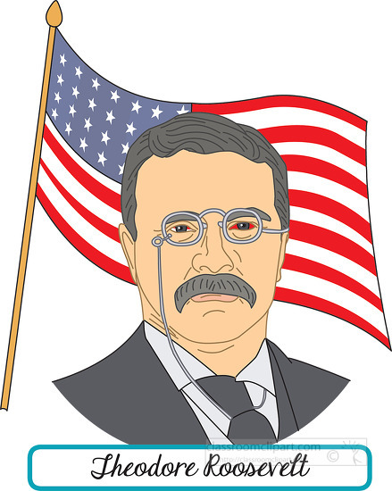 president theodore roosevelt with flag clipart