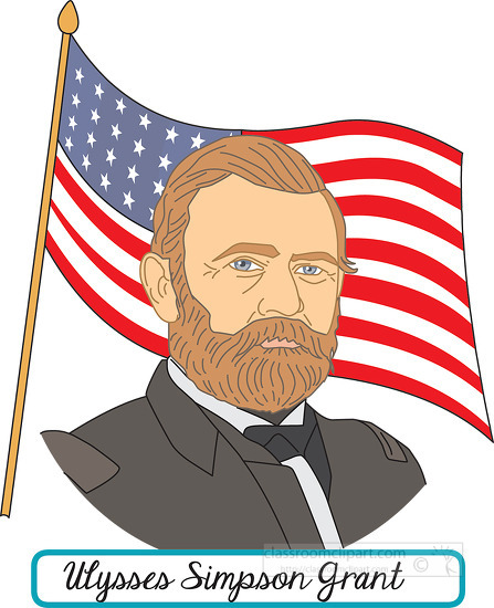 president Ulysses Simpson Grant with flag clipart